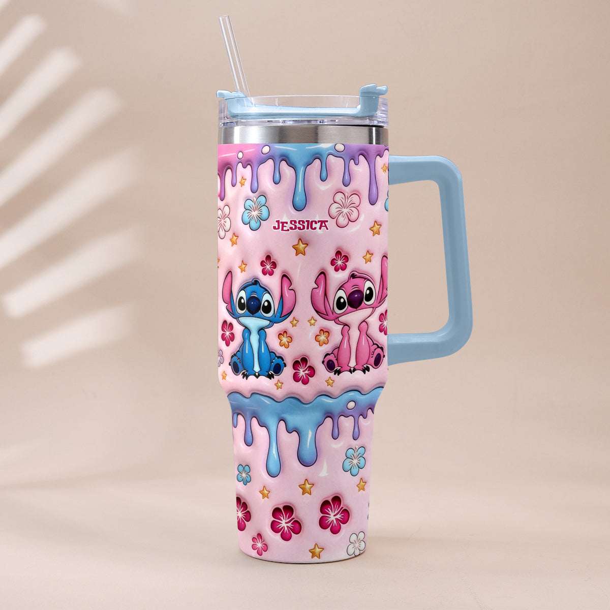 Ohana Cartoon Monster - Personalized Ohana Tumbler With Plush Charm