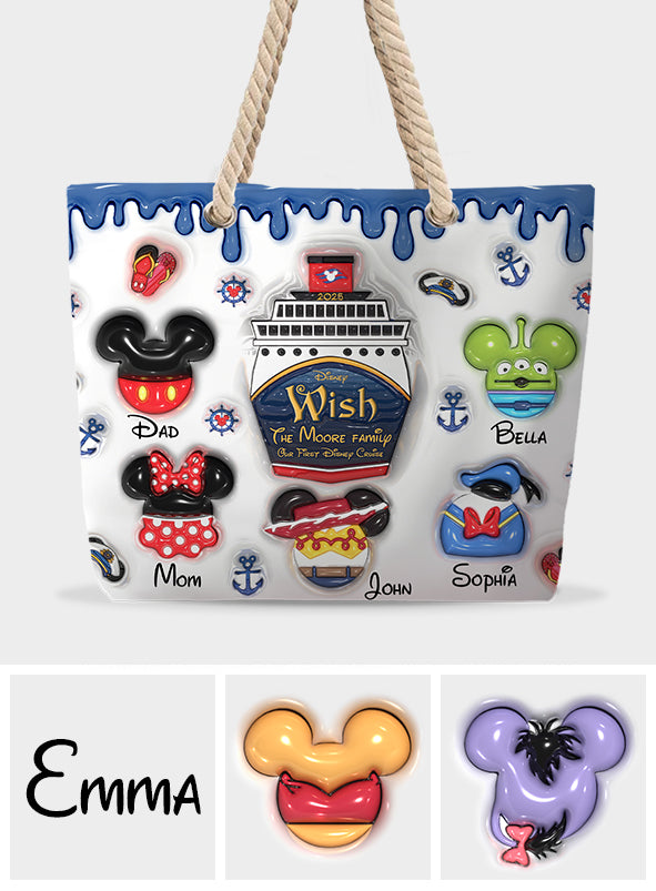 Family Cruising Trip - Personalized Mouse Beach Bag