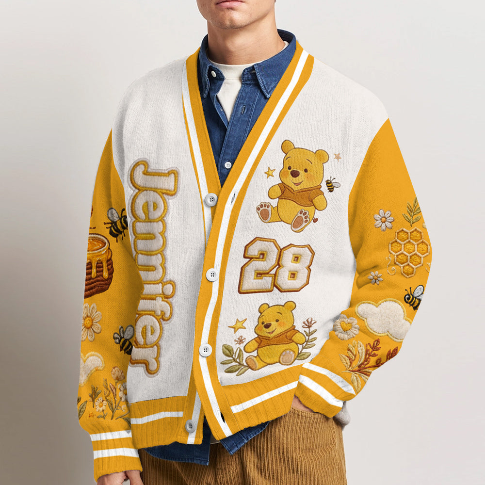 Yellow Bear - Personalized Yellow Bear Cardigan Sweater