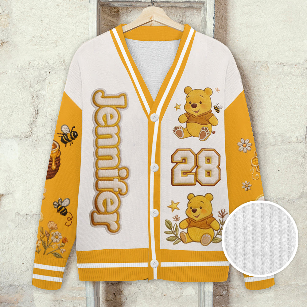 Yellow Bear - Personalized Yellow Bear Cardigan Sweater