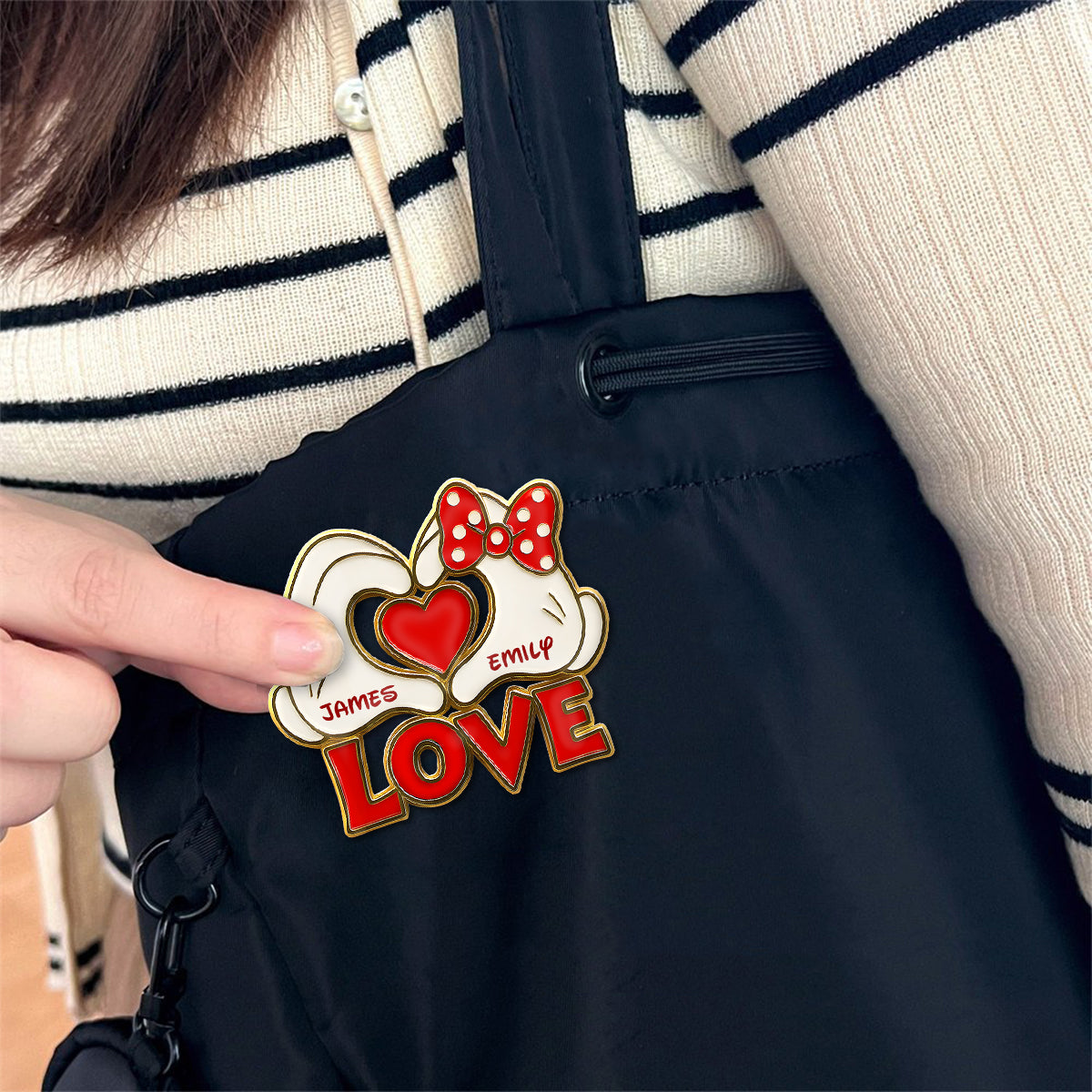 Couple Mouse Hands Heart Shape - Personalized Mouse Pin