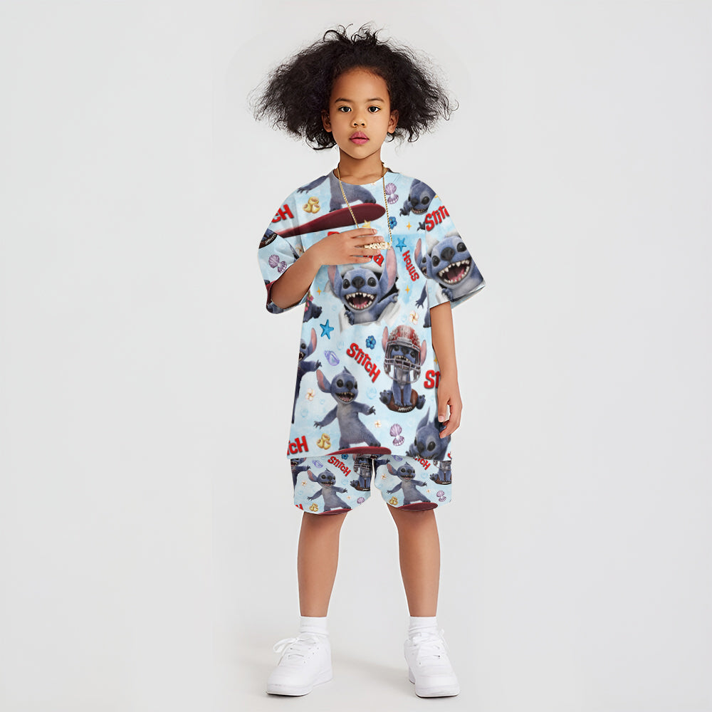 Blue Alien - Personalized Ohana Kid T-shirt & Shorts