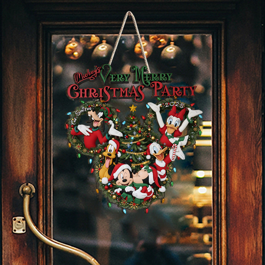 Very Merry Christmas Party - Personalized Mouse Custom Shaped Wood Sign