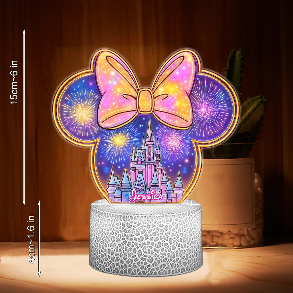 Magic Mouse Castle - Bedroom Decor For Girl - Personalized Kid Shaped Plaque Light Base