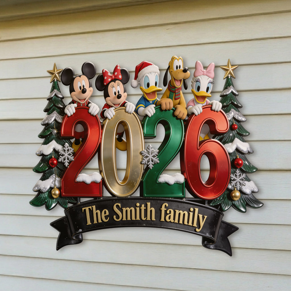 Merry Christmas - Personalized Mouse 3D Printed Cut Metal Sign