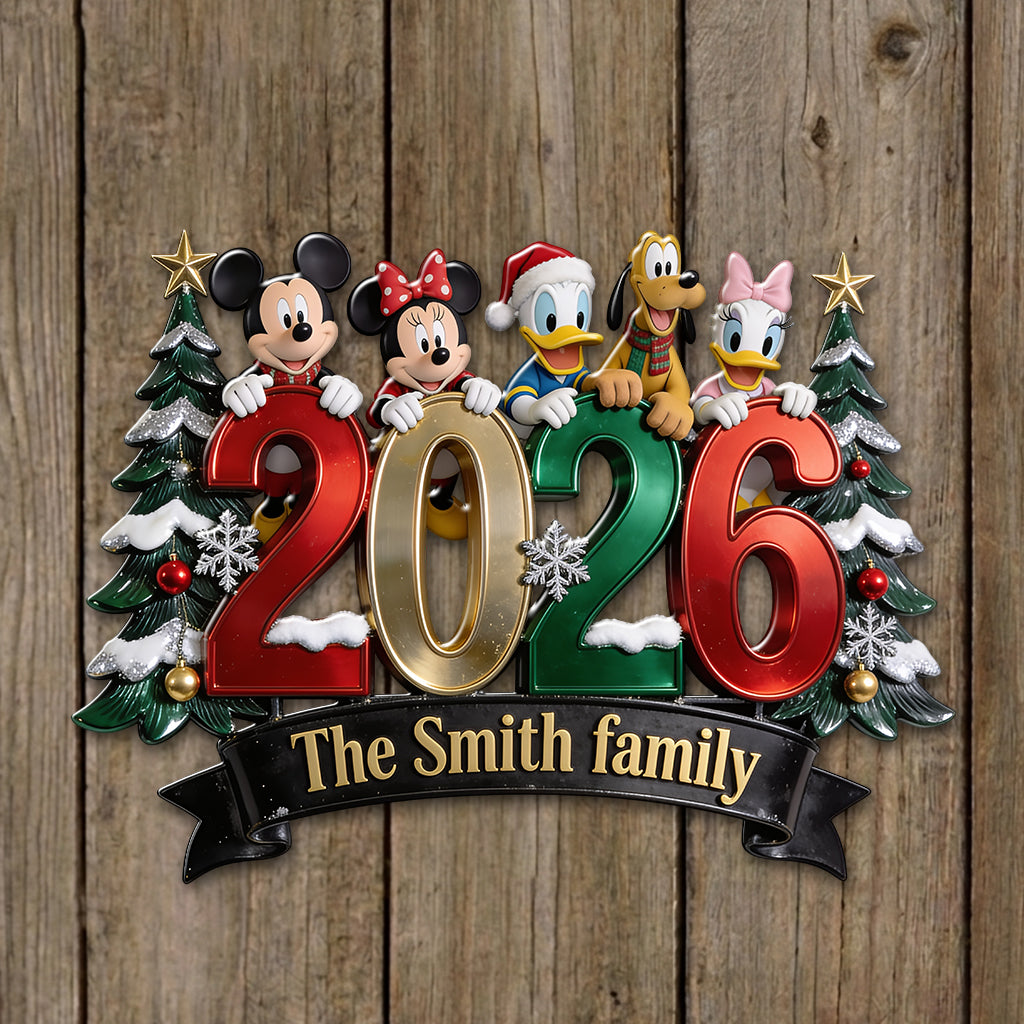Merry Christmas - Personalized Mouse 3D Printed Cut Metal Sign
