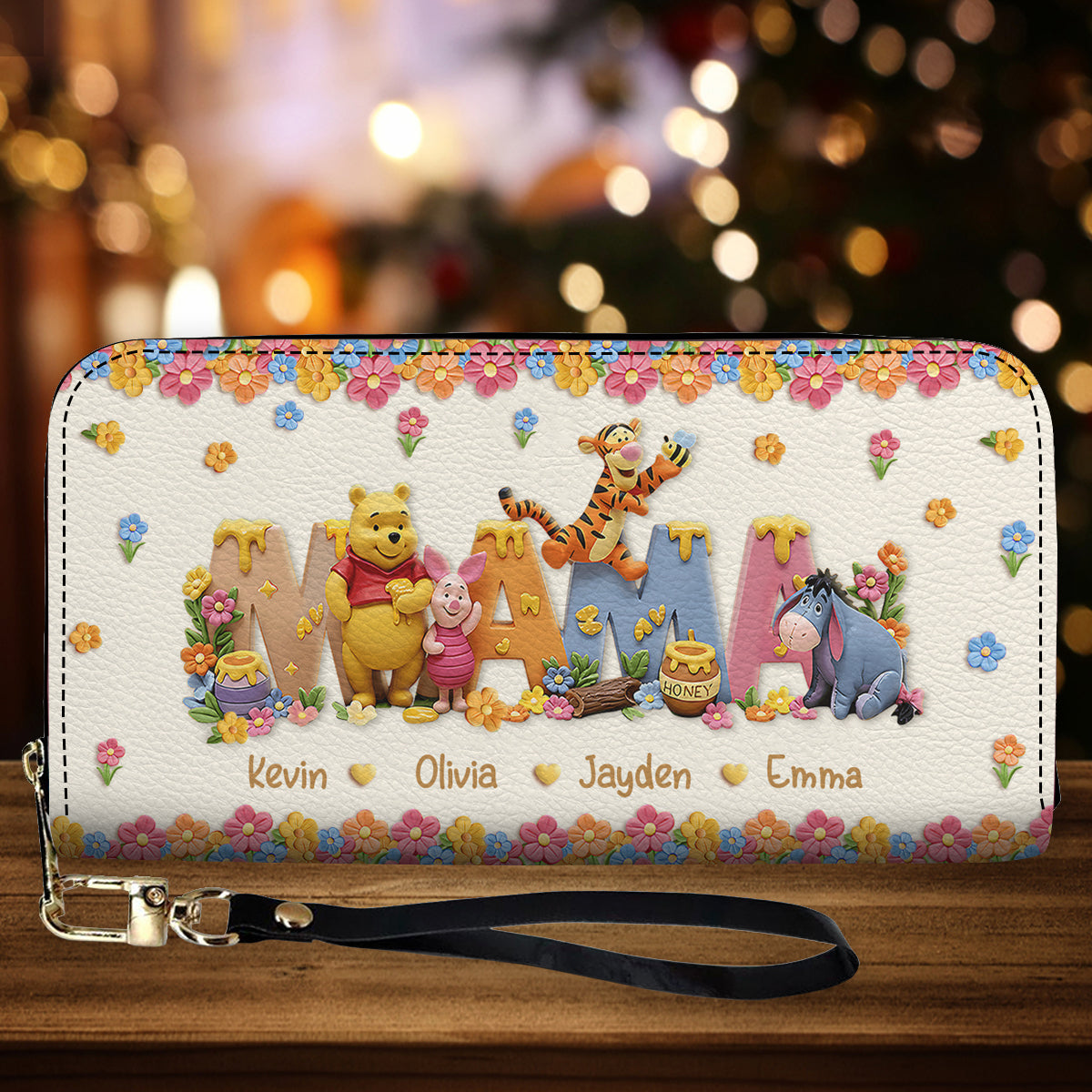 I Love You Mom - Personalized Mouse Leather Long Wallet