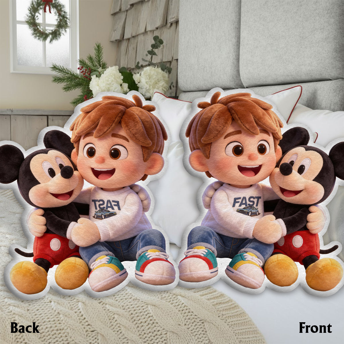 Magical Hugs - Personalized Mouse Faux Fur Shaped Pillow