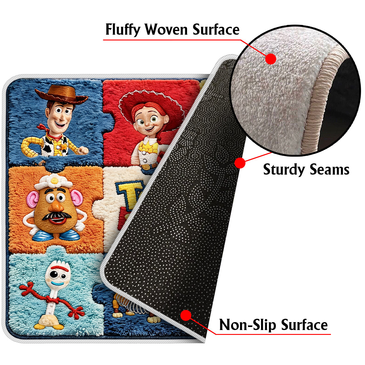 The Story of The Toys, Gift for Fans - Personalized Movie For Kids Non-Slip Tufted Rug