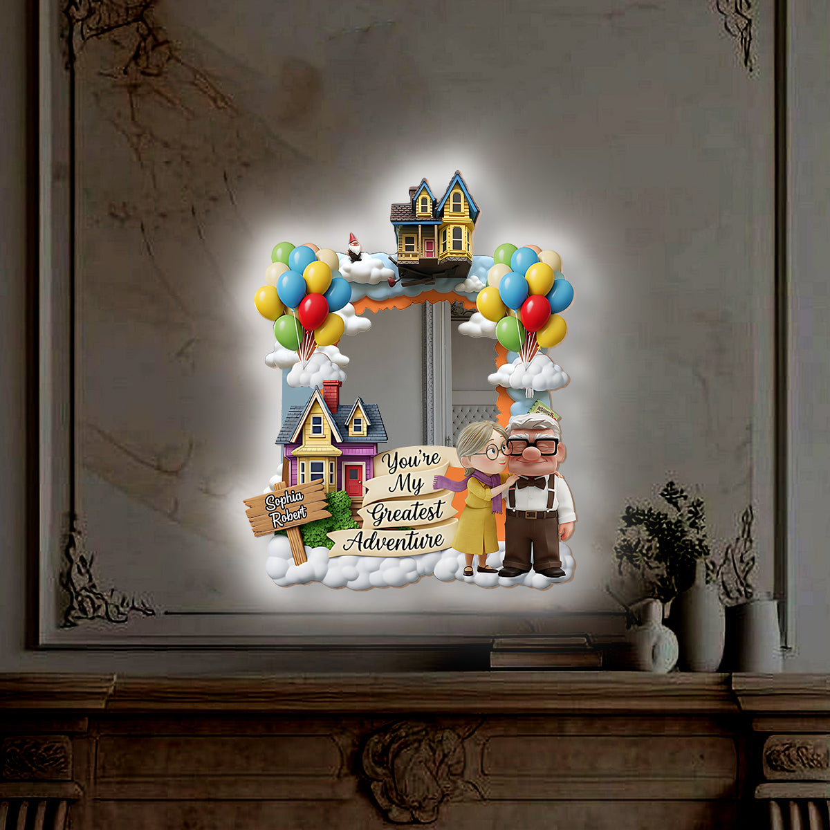 You're My Greatest Adventure - Personalized Mouse Wall Mirror With LED Light