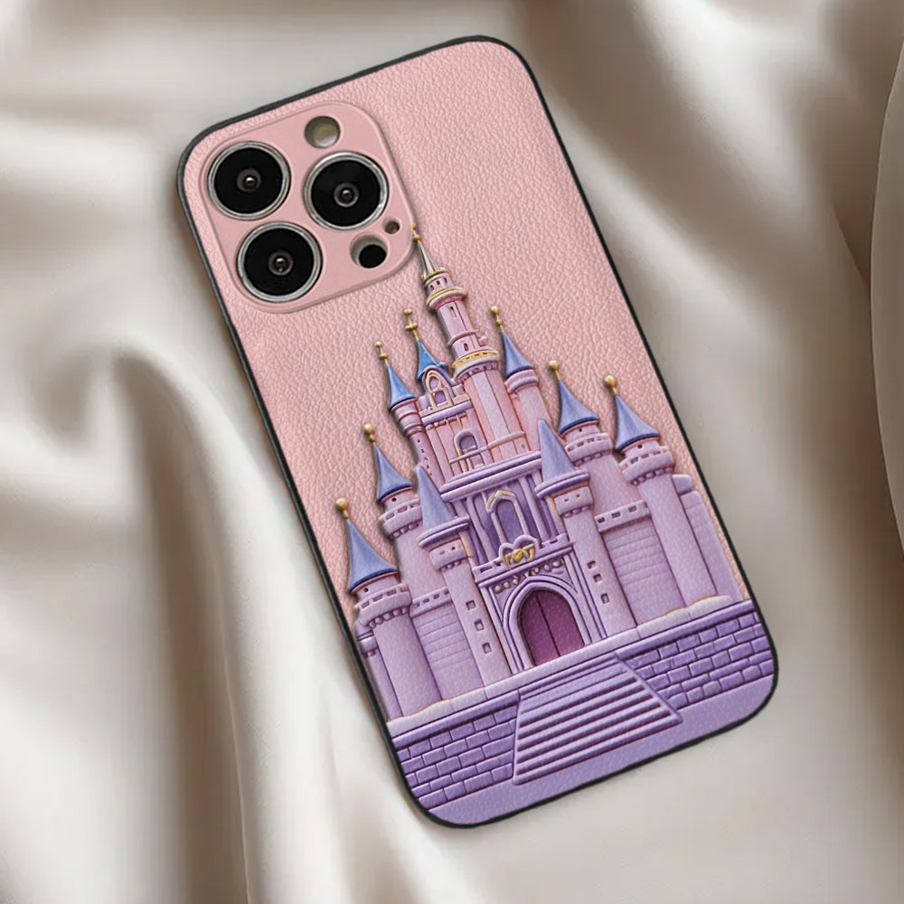 Magical Castle Friends Leather Phone Case & Charm Set - Personalized Mouse 3D Embossed Leather Phone Case