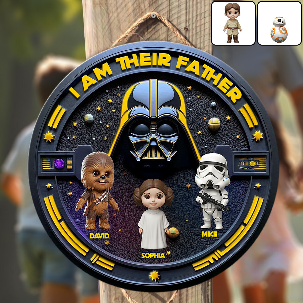 I'm Their Father - Personalized The Force Round Wood Sign