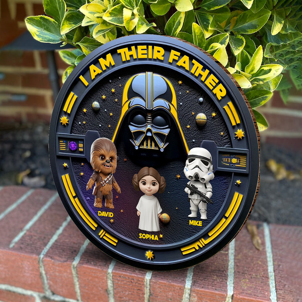 I'm Their Father - Personalized The Force Round Wood Sign