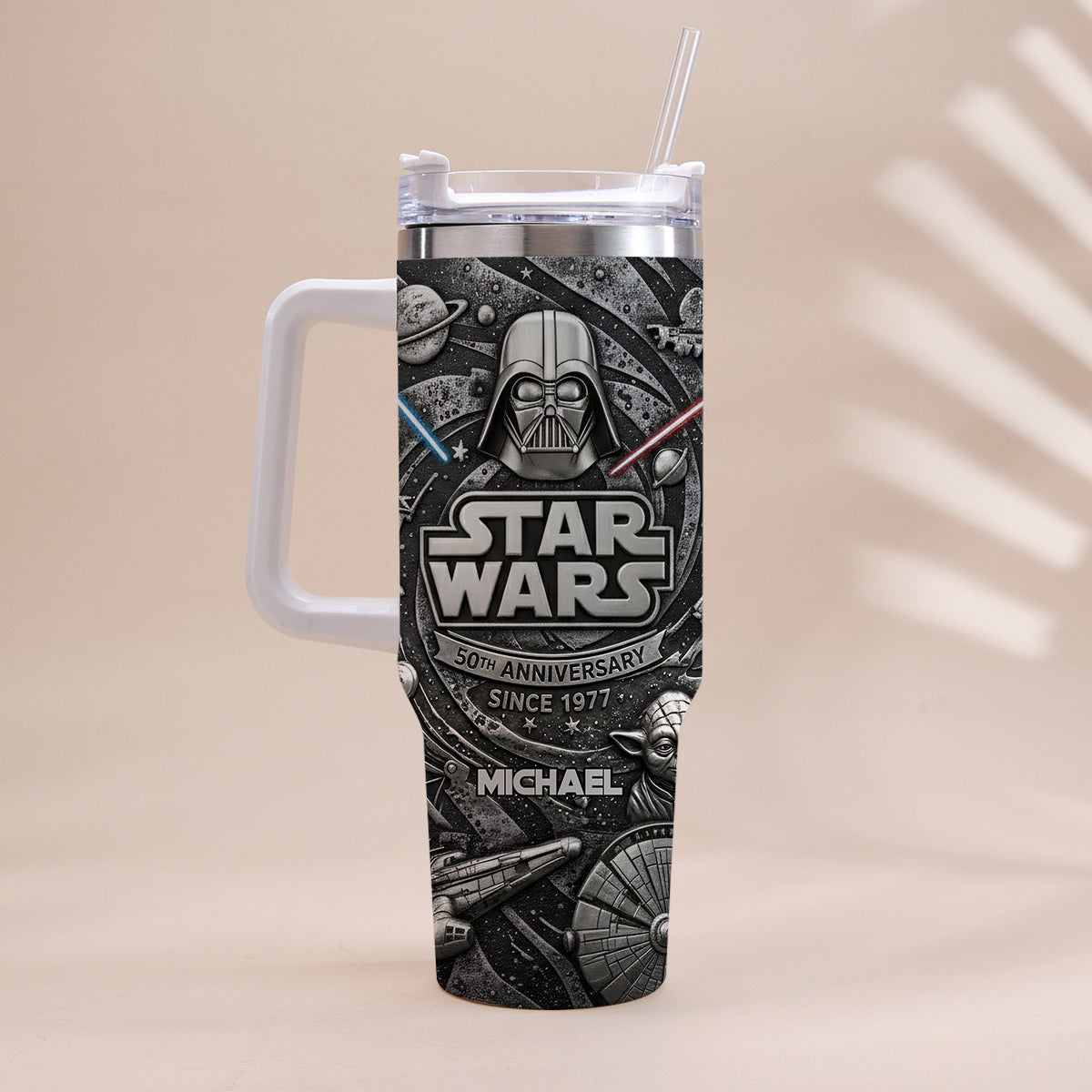Galaxy Star War Anniversary - Personalized The Force Tumbler With Handle