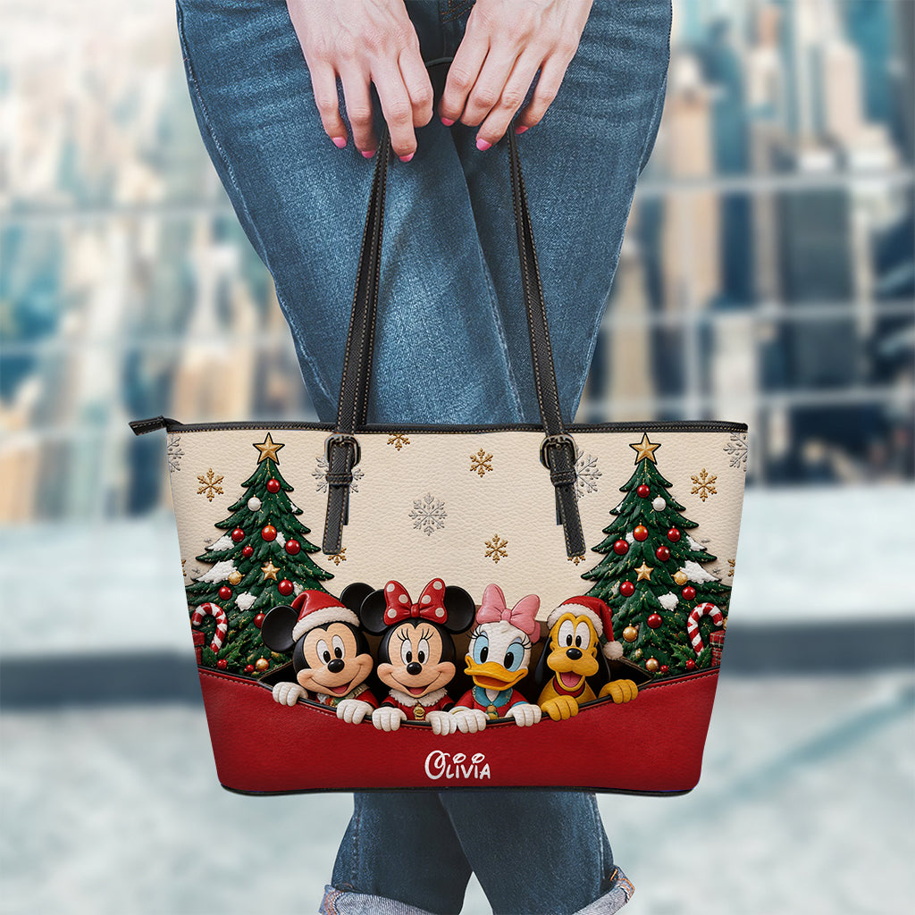 Merry Christmas - Personalized Mouse Leather Bag