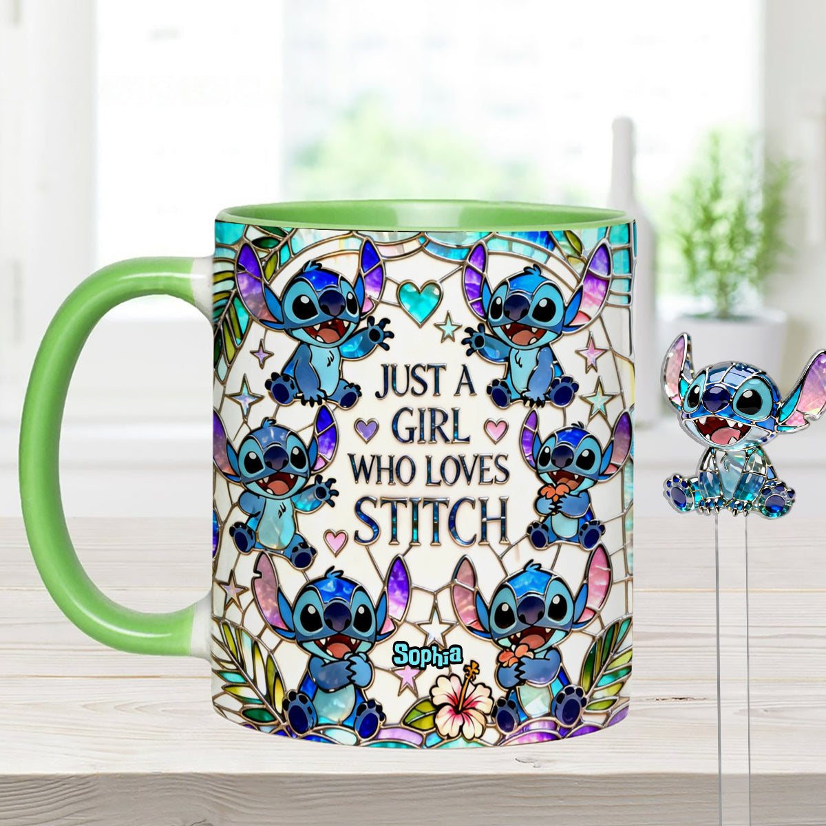 Just A Girl Who Loves Stitch - Personalized Ohana Set Accent Mug with Acrylic Stirrers