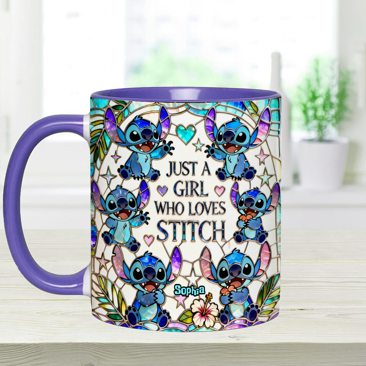 Just A Girl Who Loves Stitch - Personalized Ohana Set Accent Mug with Acrylic Stirrers