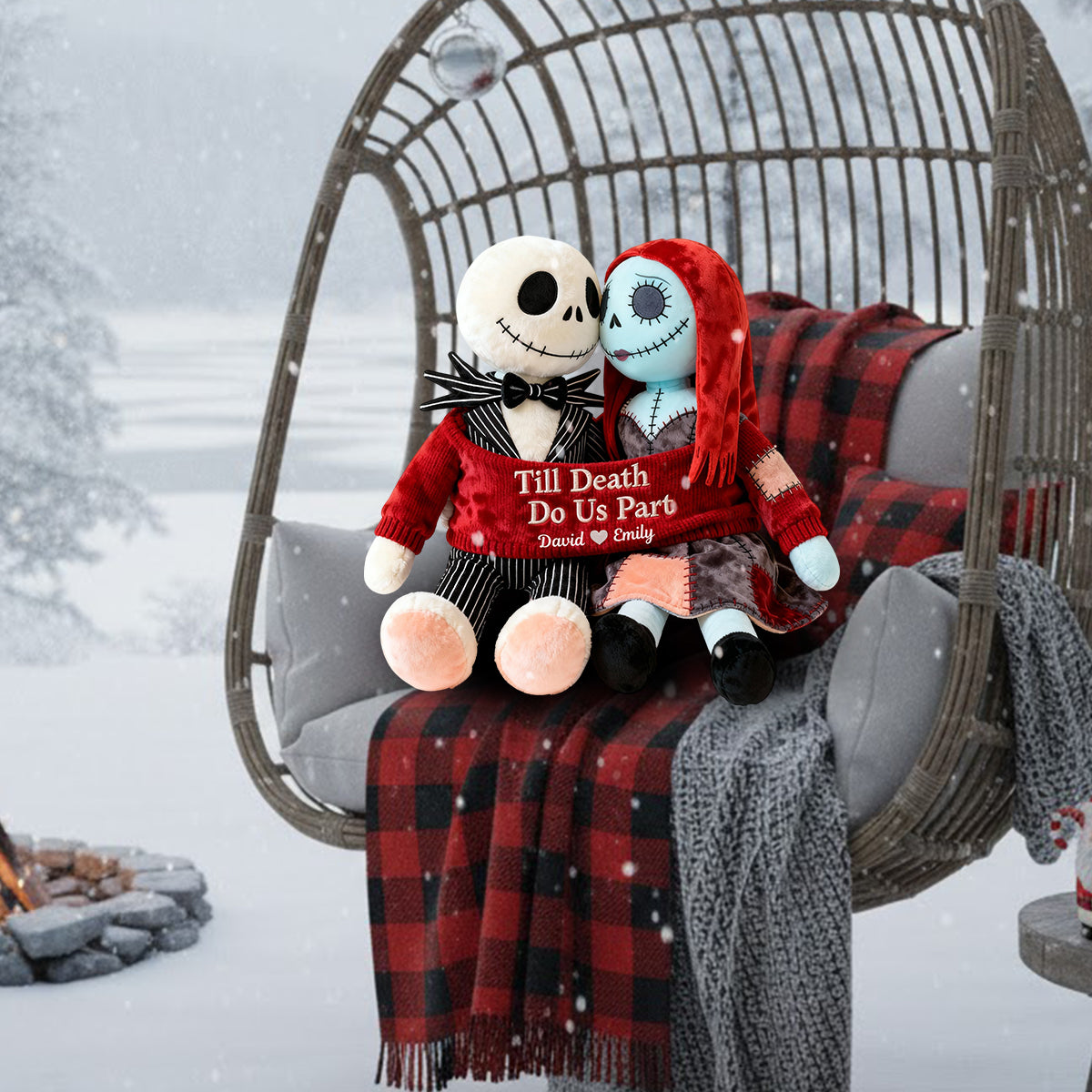 Till Death Do Us Part - Personalized Nightmare Faux Fur Shaped Pillow