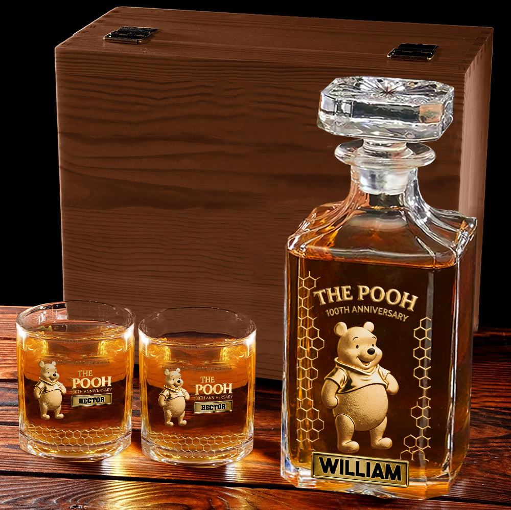 Forever A Friend - Personalized Yellow Bear Whiskey Decanter Set