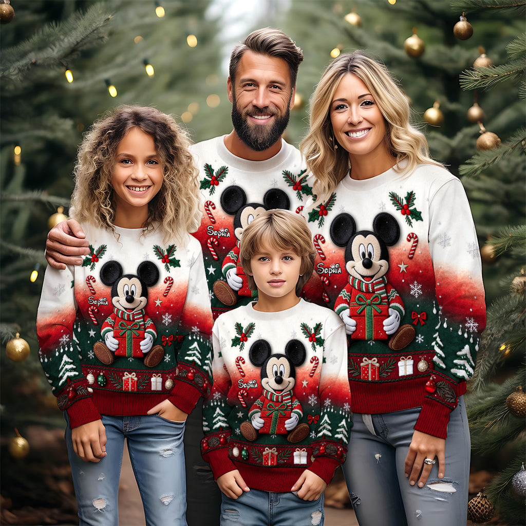 Merry Christmas - Personalized Mouse Ugly Sweater