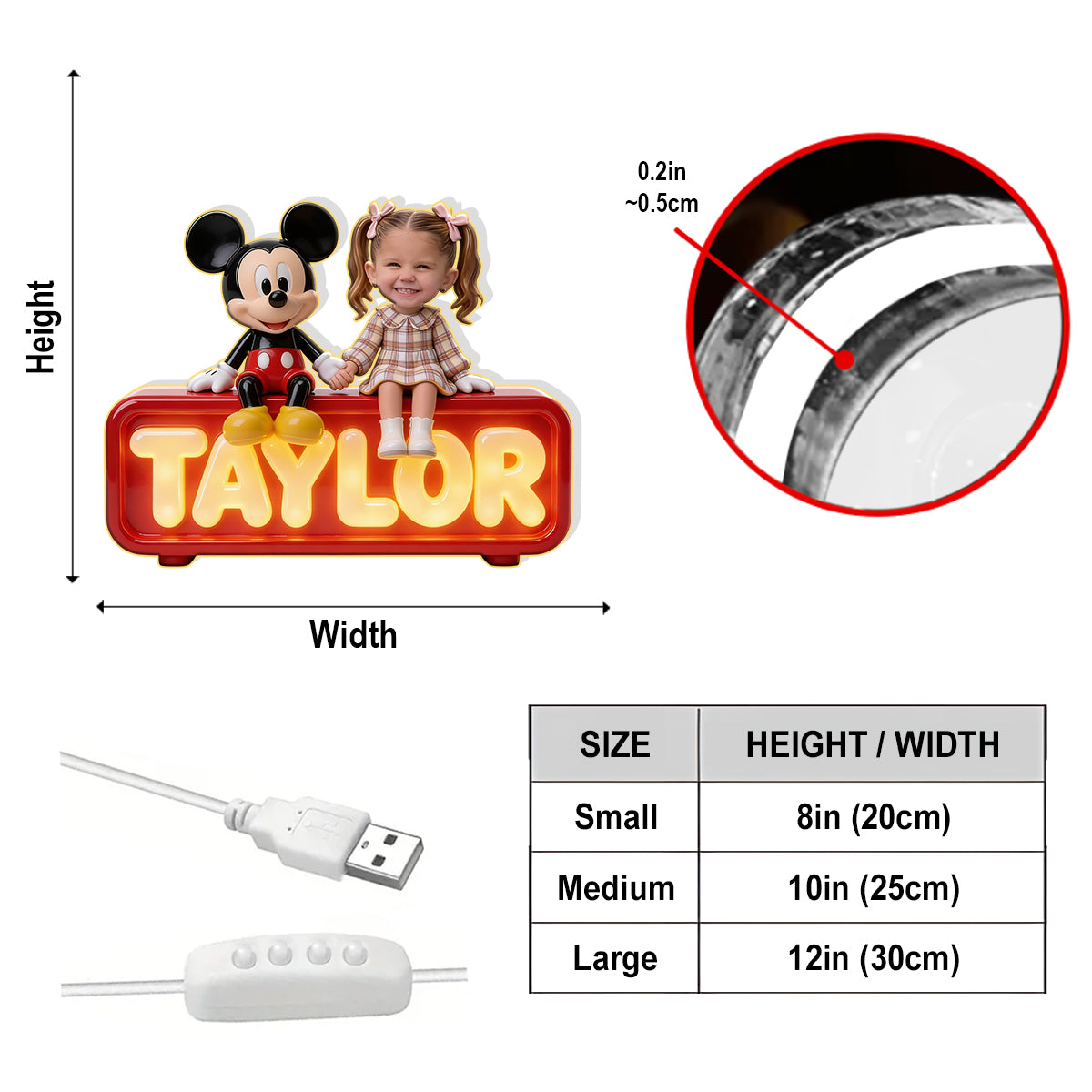 Best Buddies - Personalized Mouse Acrylic LED Night Light