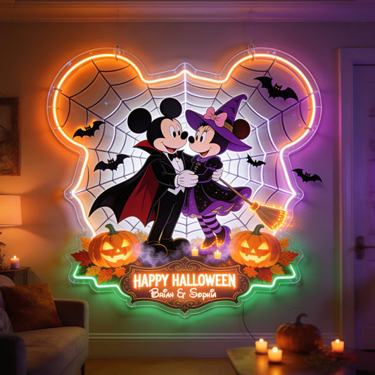 Happy Halloween Couple Gift - Personalized Mouse Neon LED Light Sign
