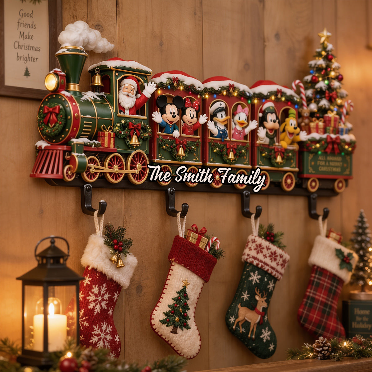 Magical Train To The North Pole - Personalized Mouse Custom Shaped Hanging Rack