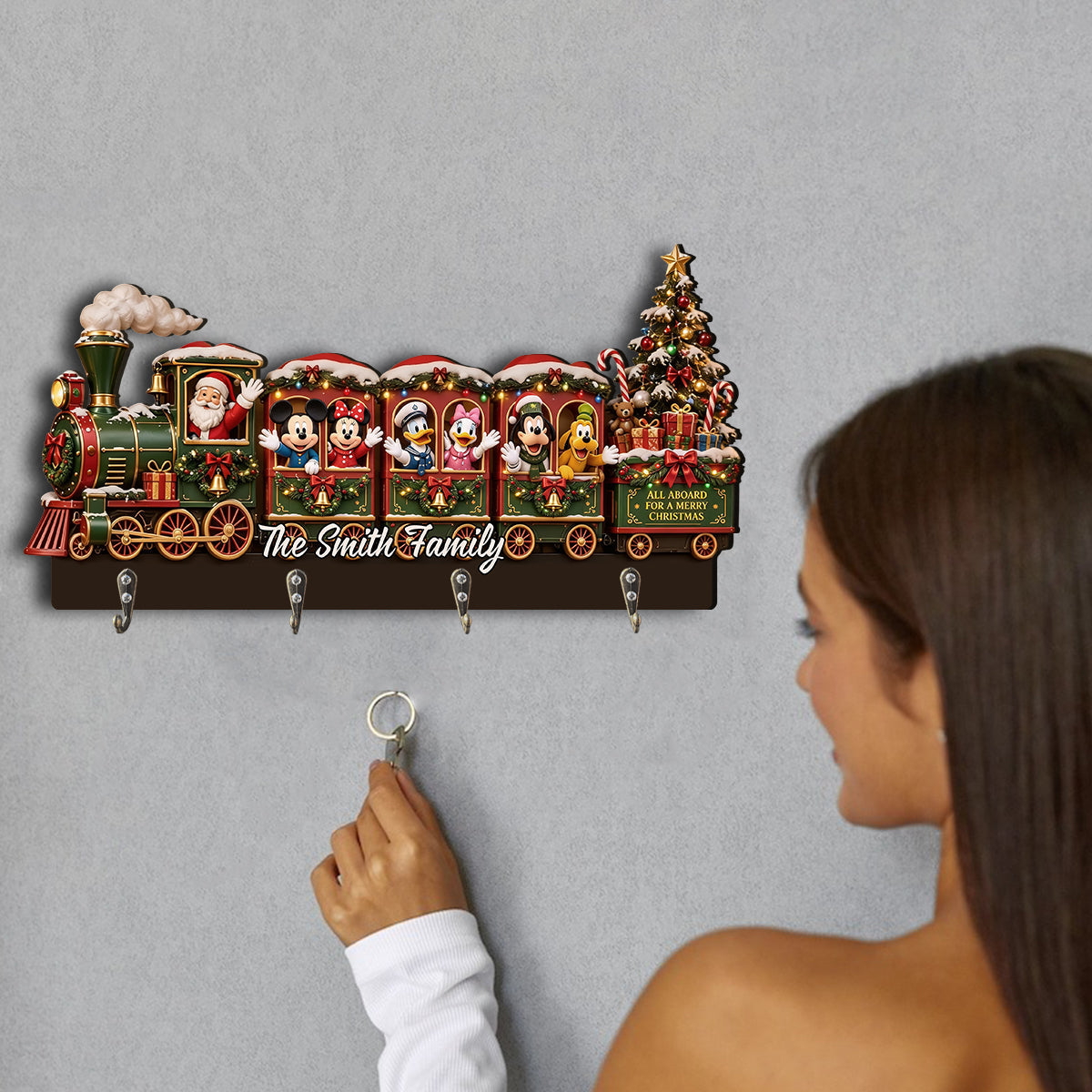Magical Train To The North Pole - Personalized Mouse Custom Shaped Hanging Rack