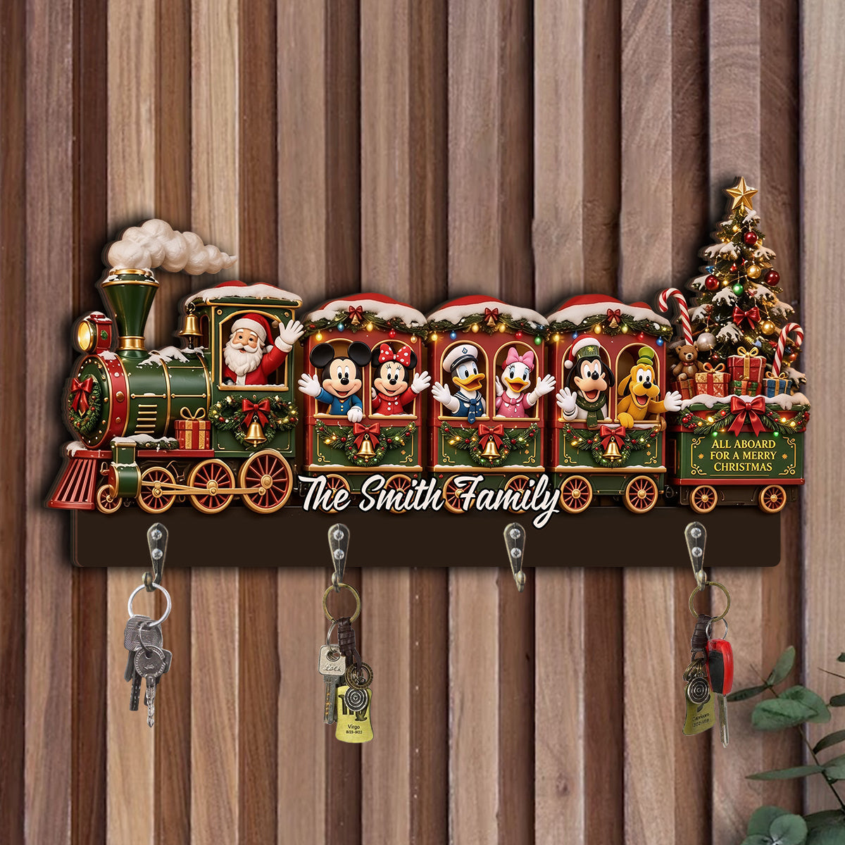 Magical Train To The North Pole - Personalized Mouse Custom Shaped Hanging Rack