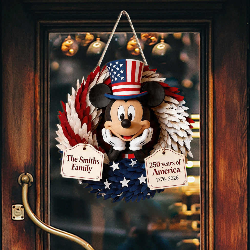 250 Years Of America - Personalized Mouse Custom Shaped Wood Sign