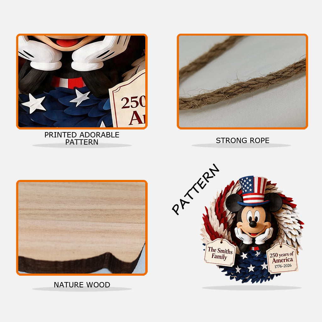 250 Years Of America - Personalized Mouse Custom Shaped Wood Sign