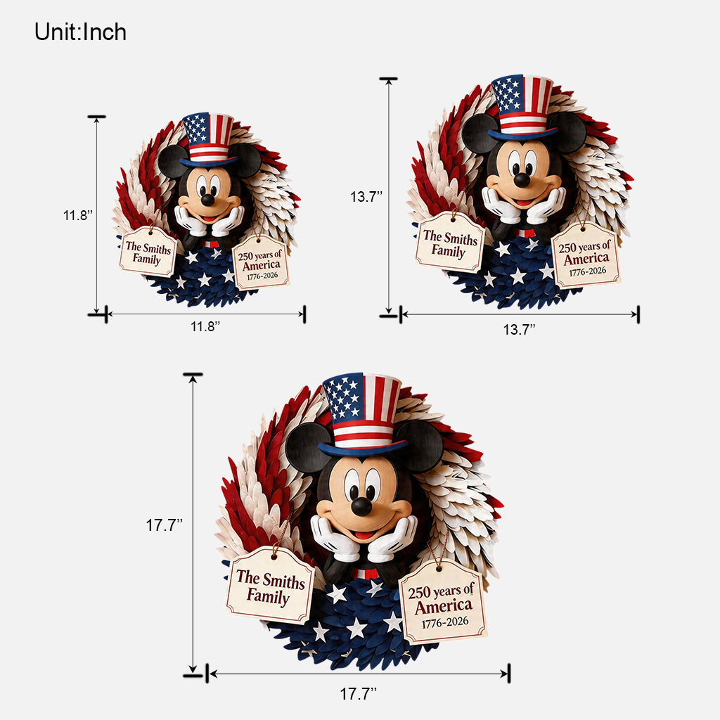 250 Years Of America - Personalized Mouse Custom Shaped Wood Sign