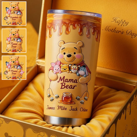 Mama Bear - Personalized Yellow Bear Tumbler