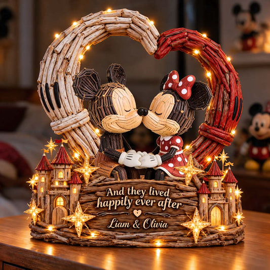 Magic Mouse Couple Heart - Personalized Mouse Acrylic LED Night Light