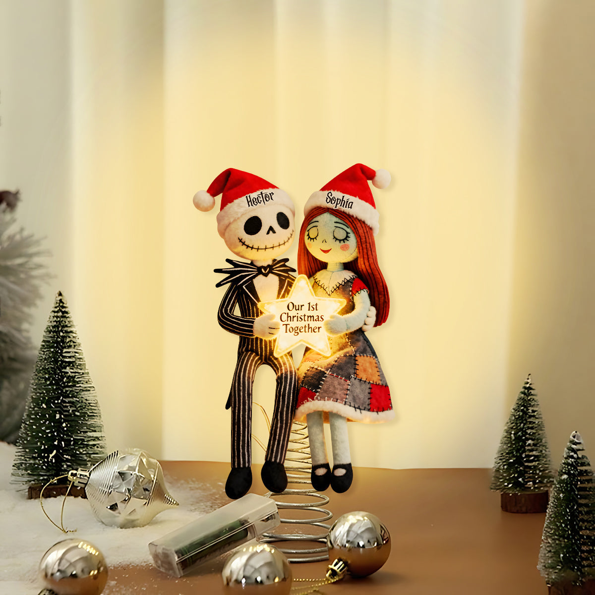 Our 1st Christmas Together - Personalized Nightmare LED Light Tree Topper