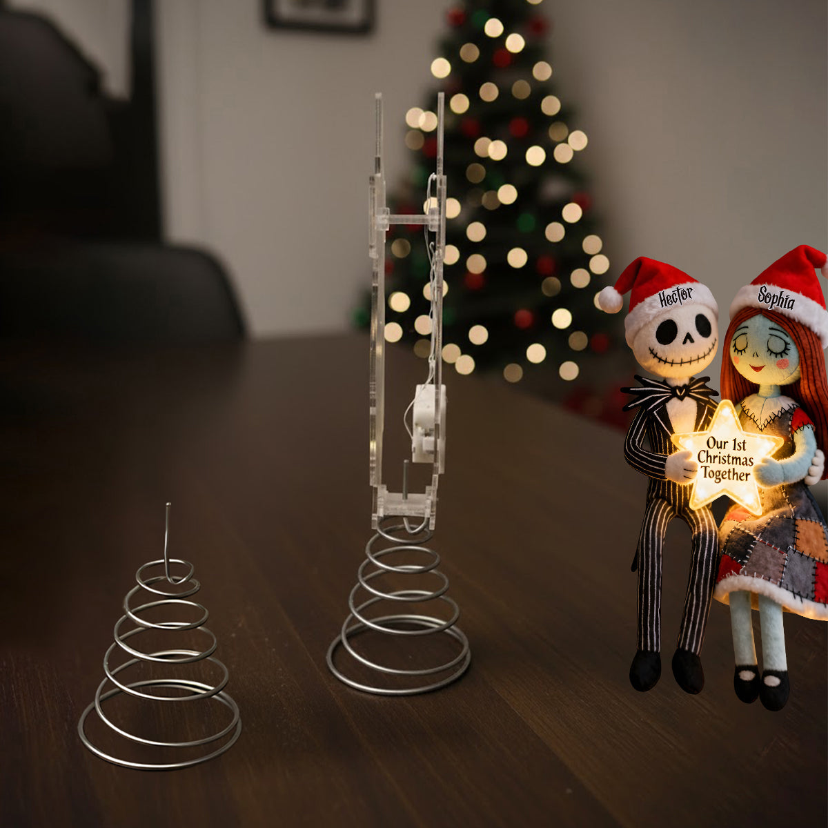 Our 1st Christmas Together - Personalized Nightmare LED Light Tree Topper