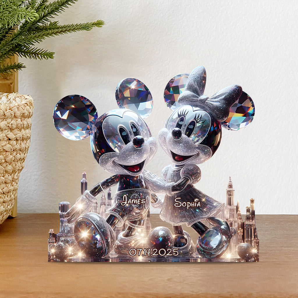 Big-Eared Couple Love - Personalized Mouse Custom Shaped Acrylic Plaque