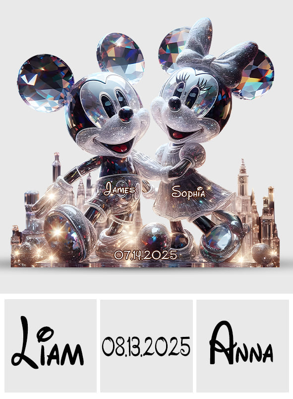 Big-Eared Couple Love - Personalized Mouse Custom Shaped Acrylic Plaque