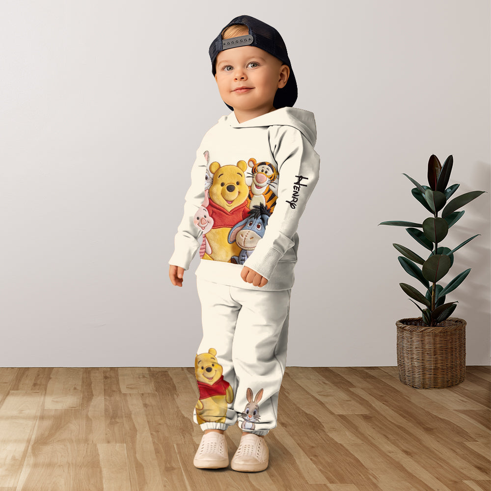 Best Friends - Personalized Yellow Bear Kid Hoodie & Kid Jogger Sweatpants