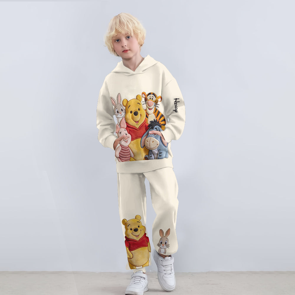Best Friends - Personalized Yellow Bear Kid Hoodie & Kid Jogger Sweatpants