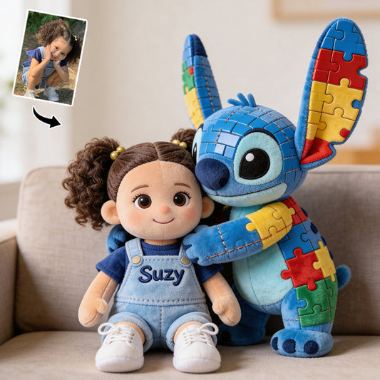 Custom Any Photo - Accept Adapt Advocate - Personalized Autism Awareness Premium Faux Fur Pillow