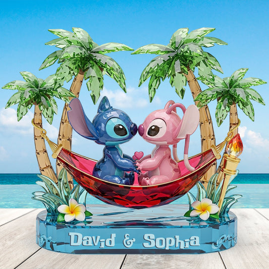 Aloha Ohana Couple - Personalized Ohana Custom Shaped Acrylic Plaque