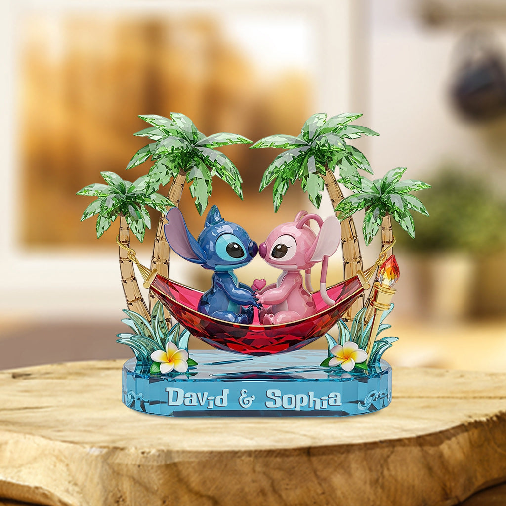 Aloha Ohana Couple - Personalized Ohana Custom Shaped Acrylic Plaque