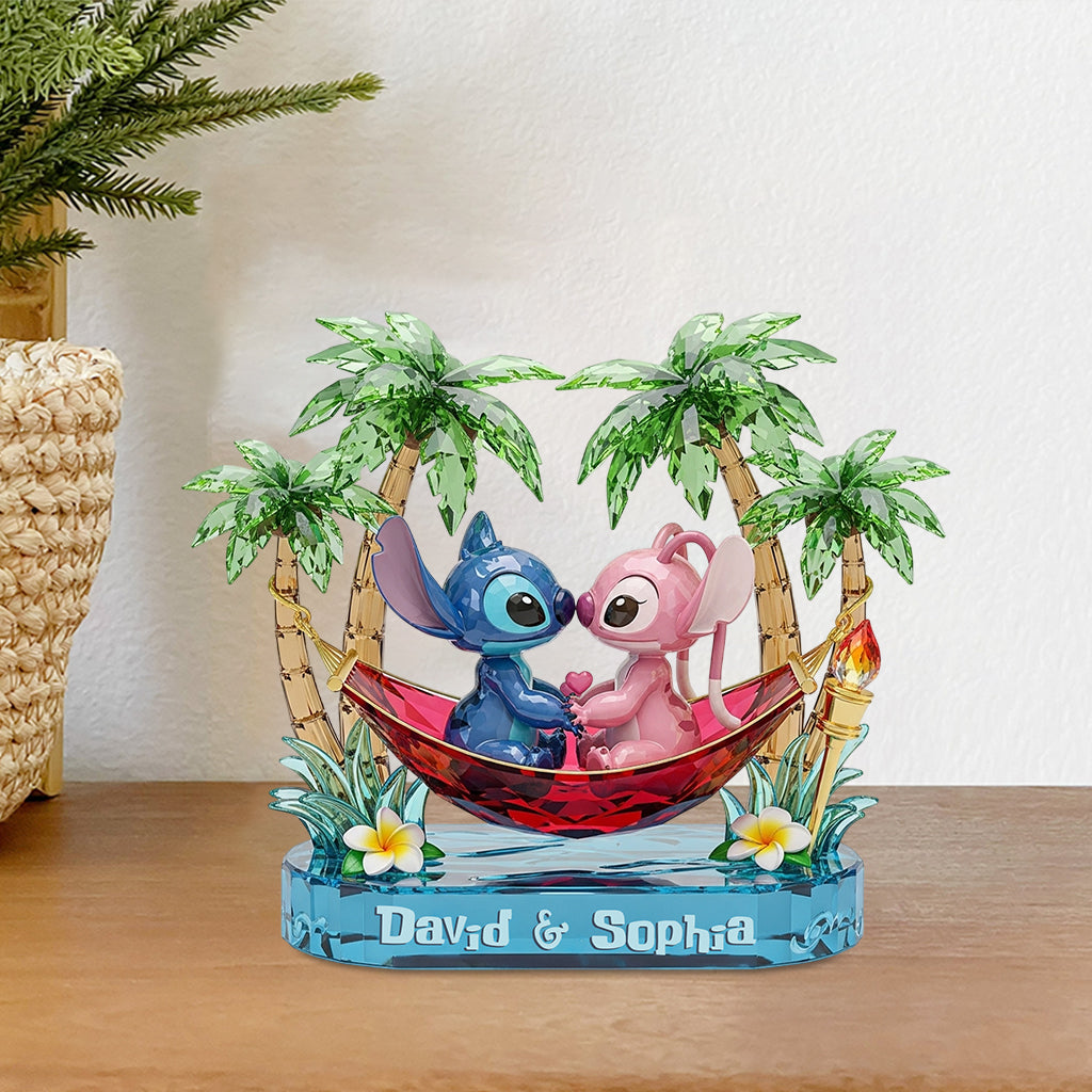 Aloha Ohana Couple - Personalized Ohana Custom Shaped Acrylic Plaque