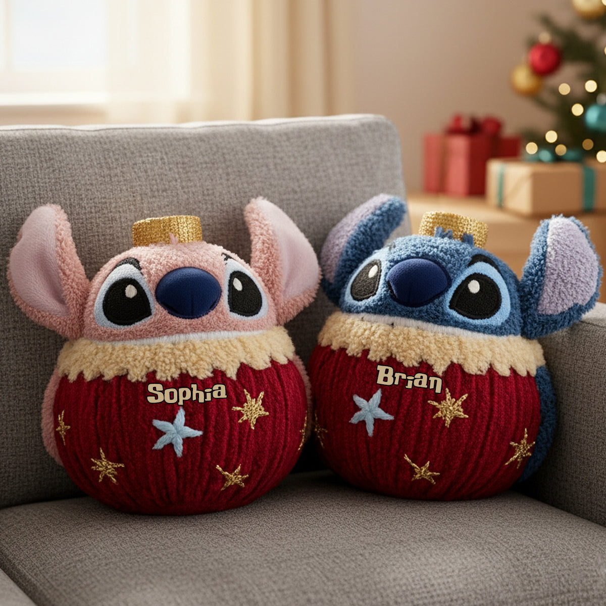 Ohana Friends And Christmas Ornament Gift - Personalized Ohana Shaped Pillow