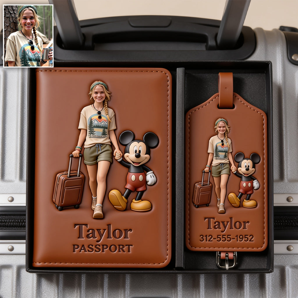 Magical Travel Buddy - Personalized Mouse Passport Holder & Luggage Tag Set