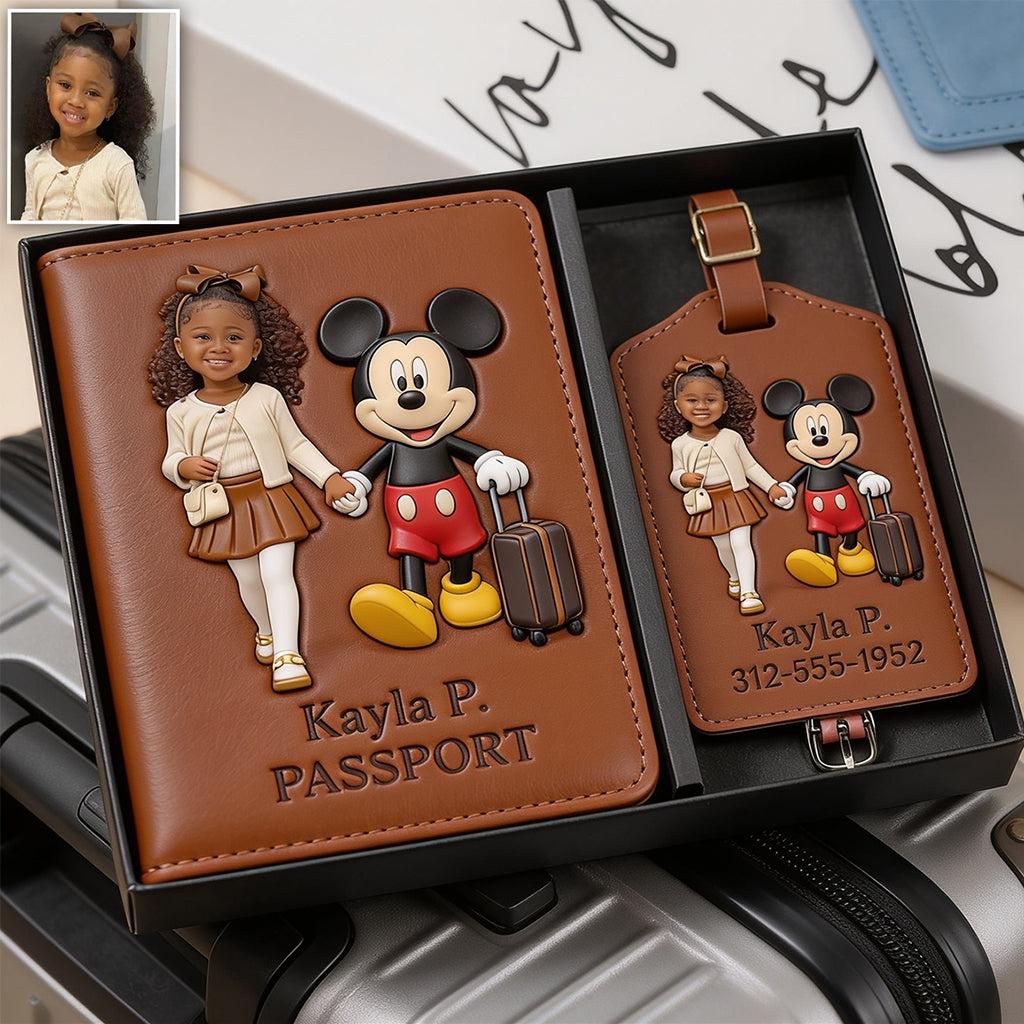 Magical Travel Buddy - Personalized Mouse Passport Holder & Luggage Tag Set