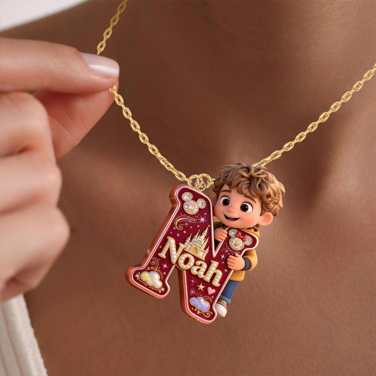 Magical Letter - Personalized Mouse Shaped Metal Pendant Necklace