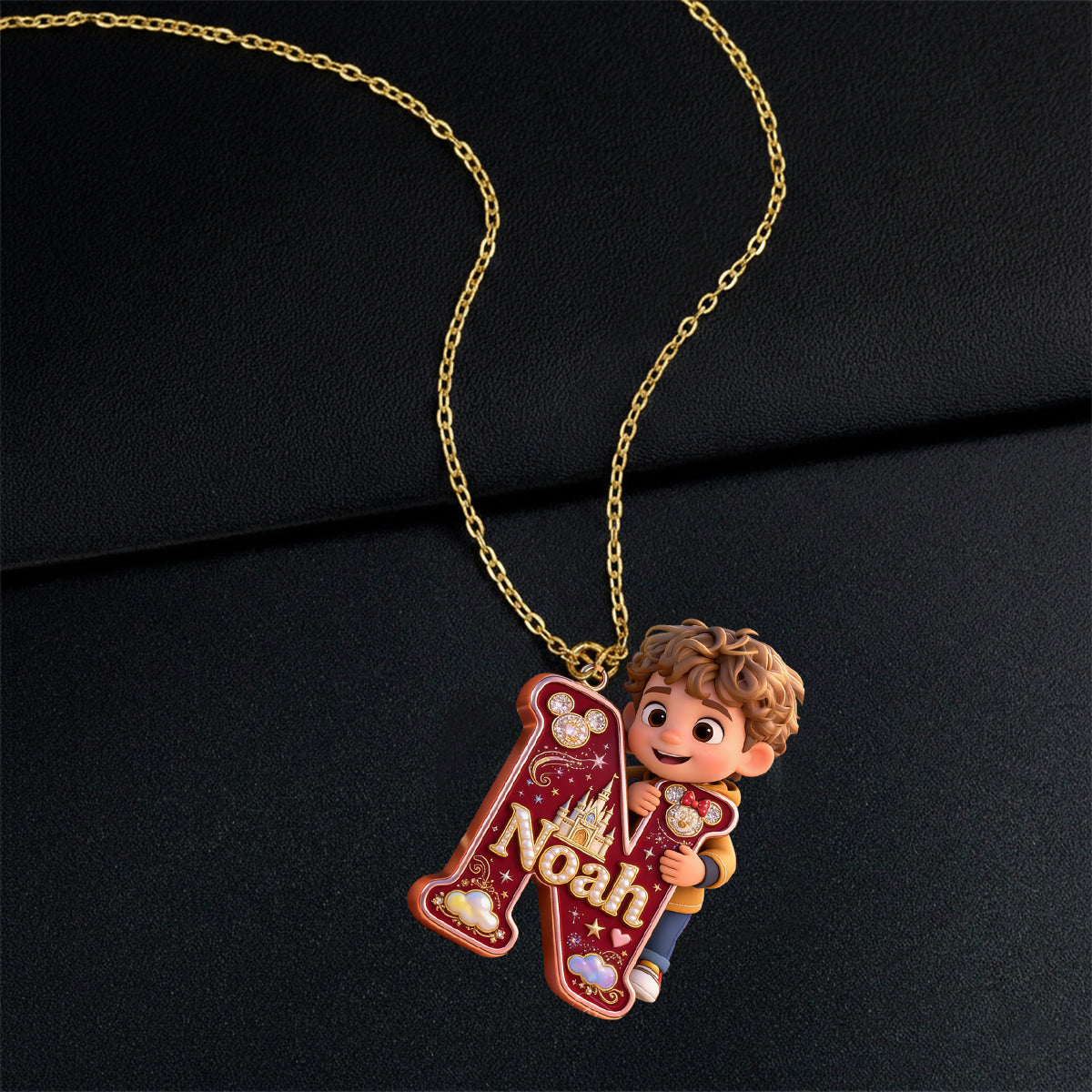 Magical Letter - Personalized Mouse Shaped Metal Pendant Necklace