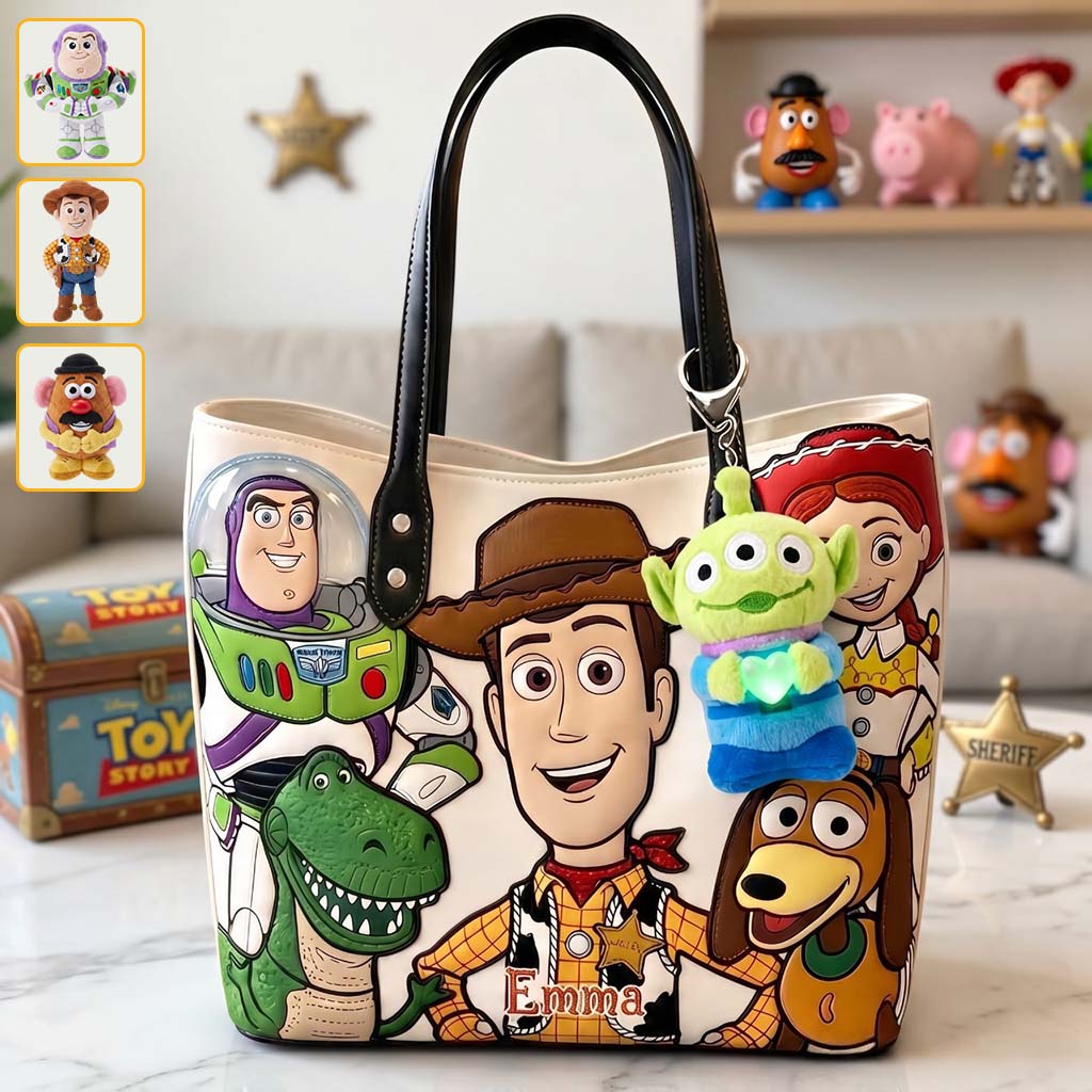 Galaxy And Western Buddy Toy - Personalized Toy Story Leather Bag With Plush Charm
